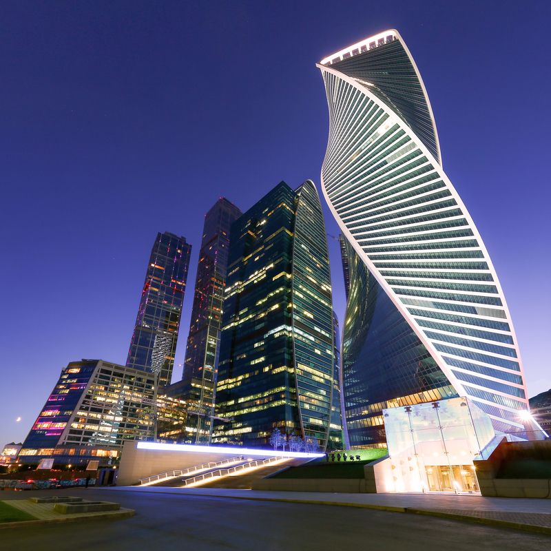 Москва, город, ночь Moscow City фото превью