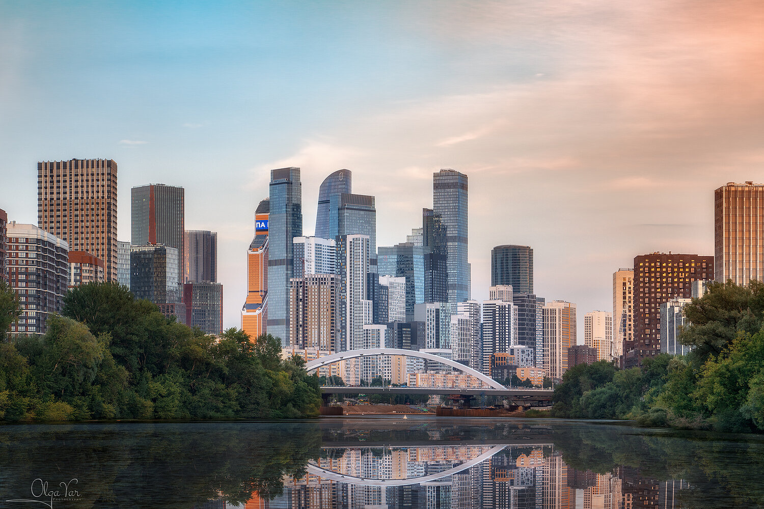 мегаполис, москва-сити, река, отражение, вечер, лето, город, Ольга Яр