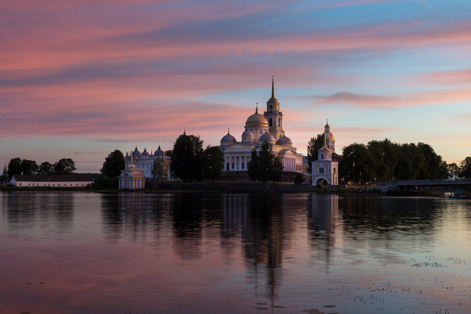 закат, вечер, селигер, нило-столобенская пустынь, монастырь, тверская область, Потапов Сергей