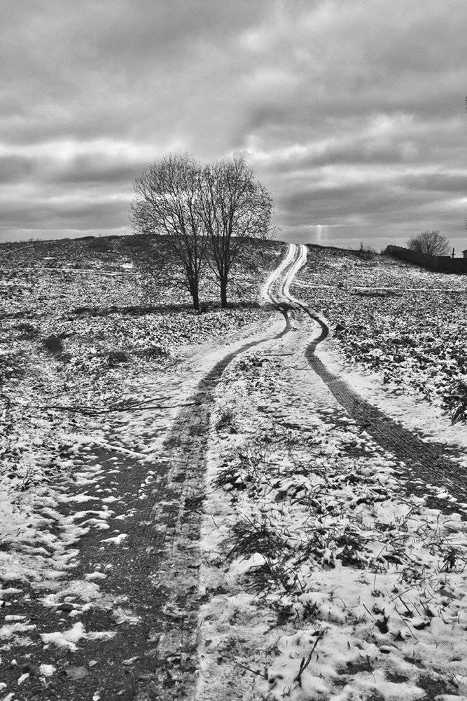 ч/б.дорога,зима,небо,зов, alexOmRam