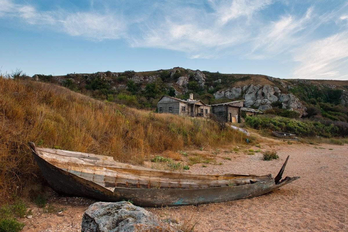 Генеральские пляжи, Закат, Крым, Лето, Лодка, Море, Сиреневая бухта, Олег Логунов