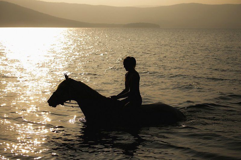 Закат, Озеро, Тургояк На закате фото превью