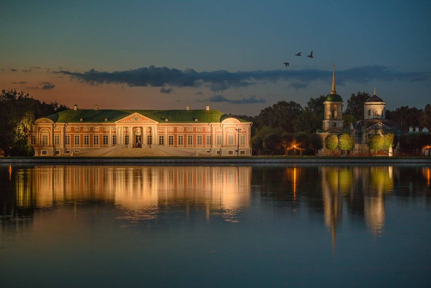 Вечер, Вода, Кусково, Москва, Отражение, Пруд, Усадьба, Виктор Климкин