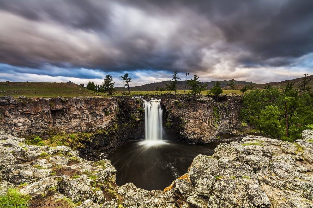 Водопад, Монголия, Рассвет, Антон Петрусь