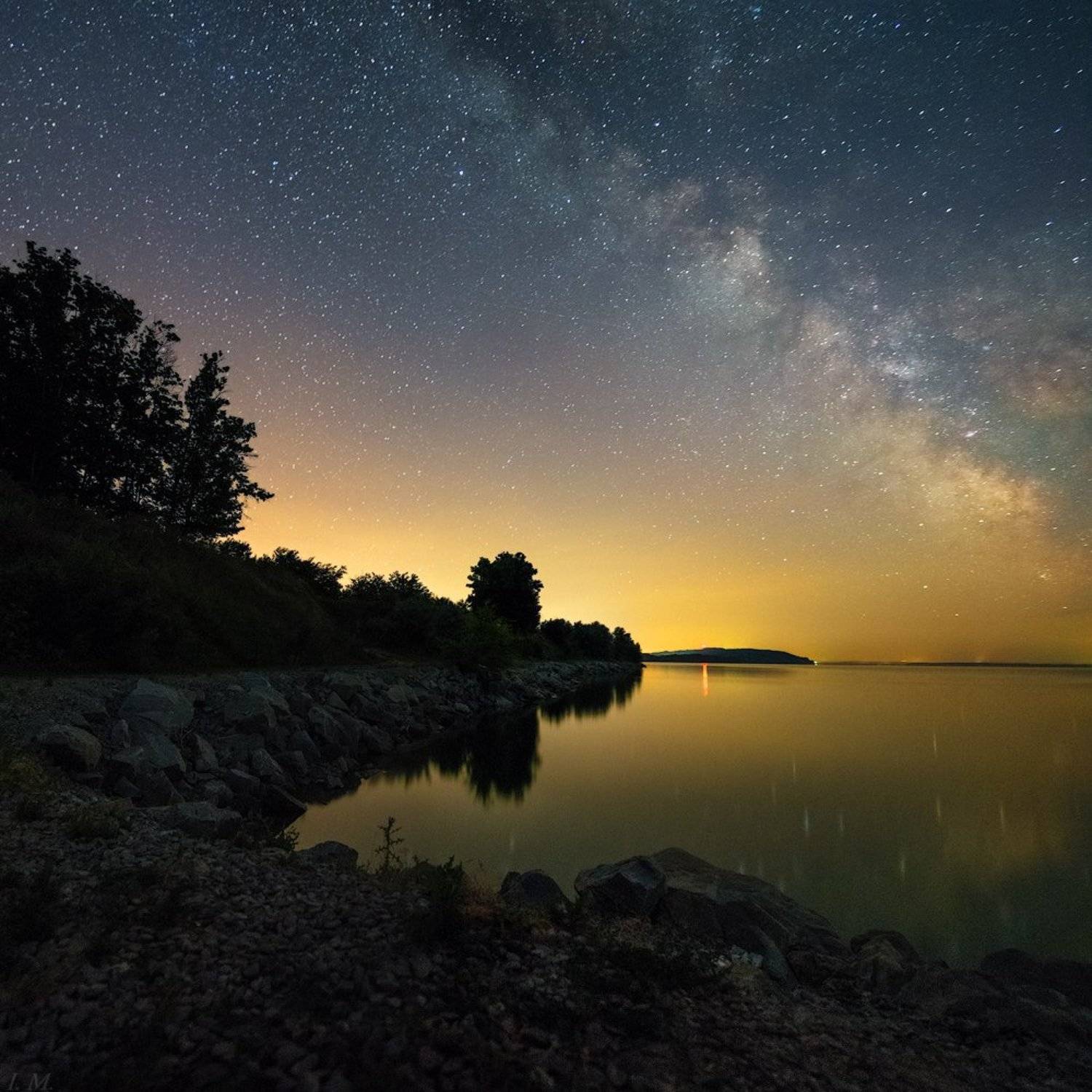 night, sky, stars, Milky Way, ночной пейзаж, Млечный путь, море, I'M