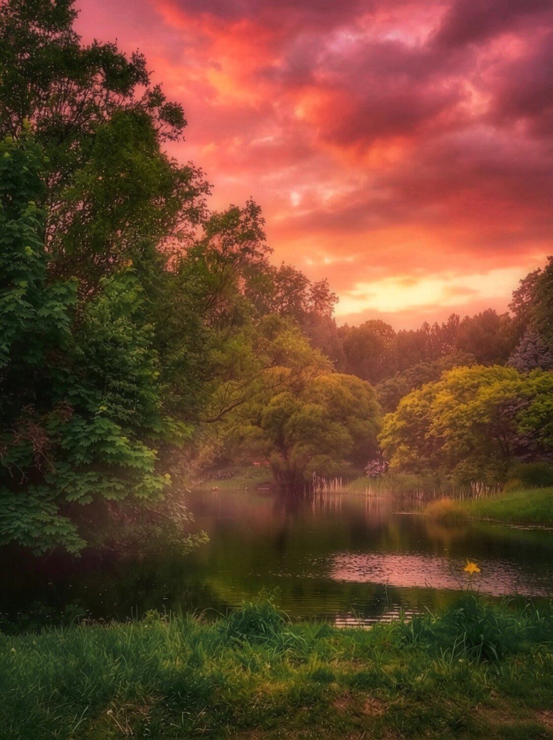 пейзаж, природа, лето, summer, закат, sunset, пруд, landscape, nature, Julia Kaissa