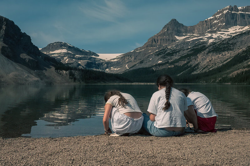Lake, water, glacier, mountains, girls, summer, summertime, Bouguereau, painting, nature, snow, snow capped Summertime фото превью
