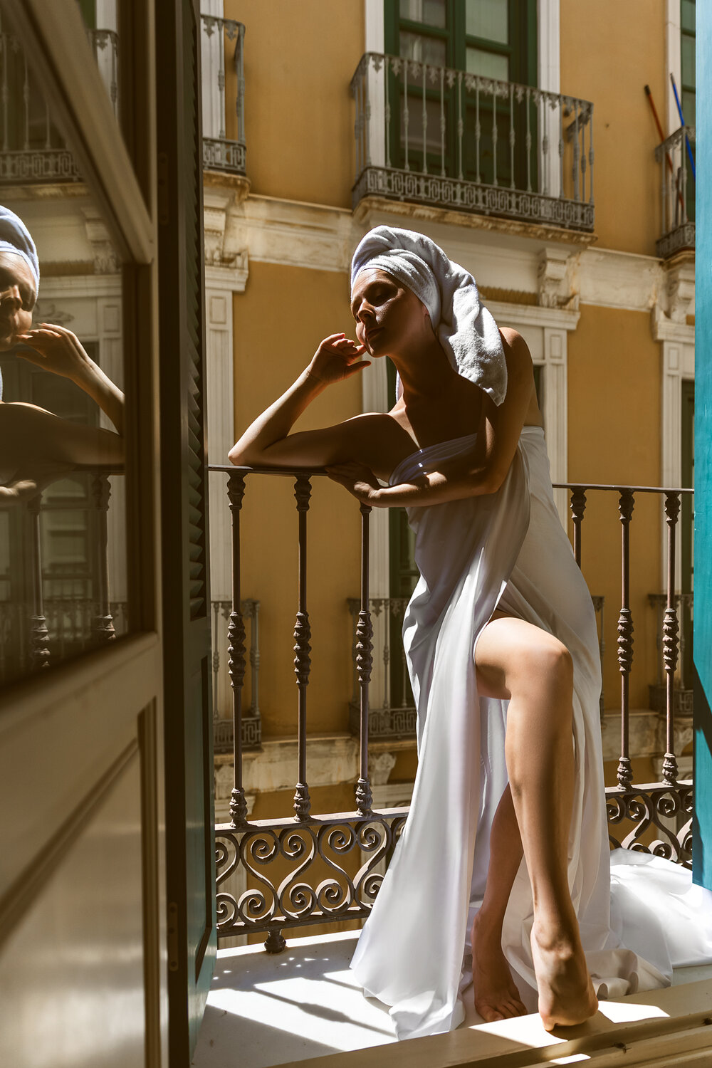 A balcony is where solitude learns to shine. Автор: Болгов Руслан woman, portrait, art, Болгов Руслан