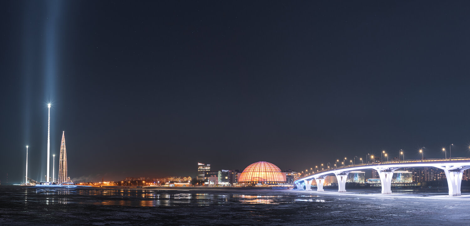 Питер, Санкт-Петербург, Лахта центр, город, ночь, Denis Koshkin