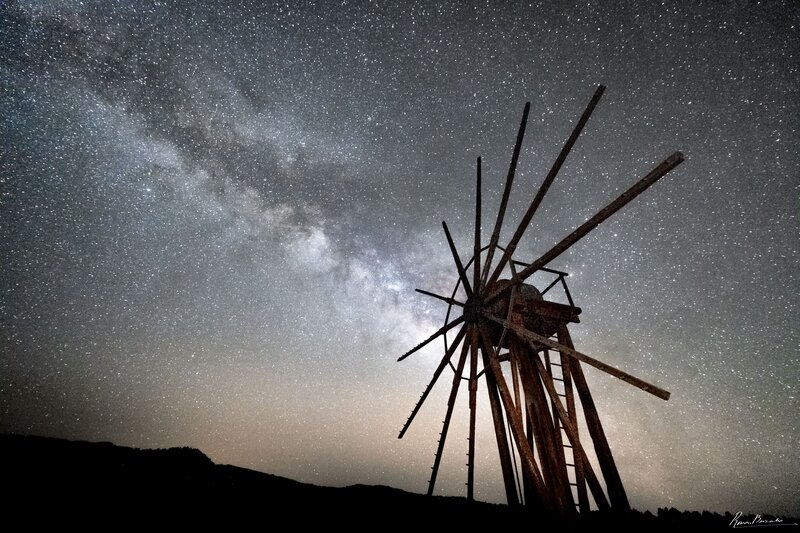 milky way, canary islands, la palma, mill Traditional Canarian Mill фото превью