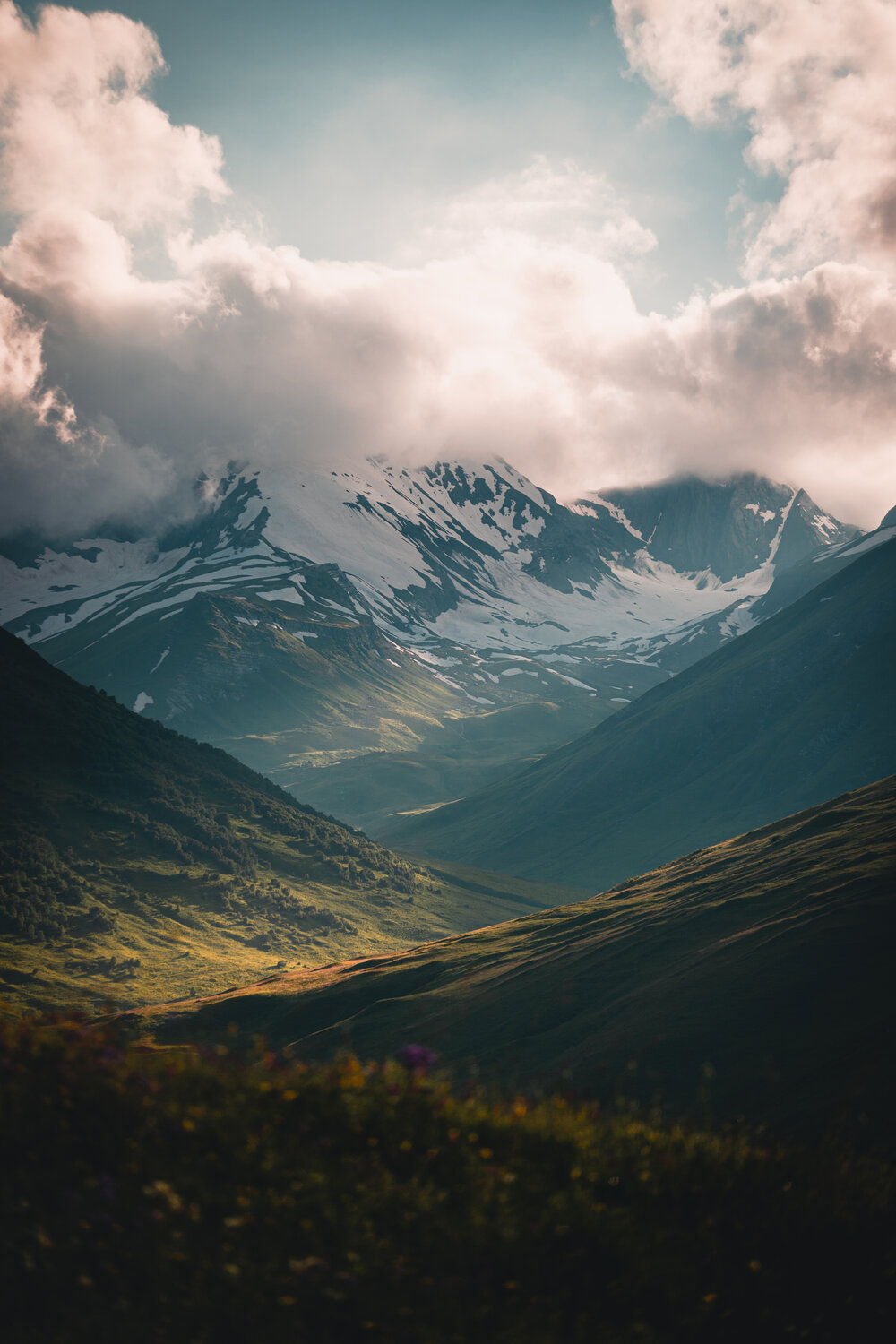 горы, закат, осетия, пейзаж, лучи солнца, режимное время, золотой час, Батагов Сармат