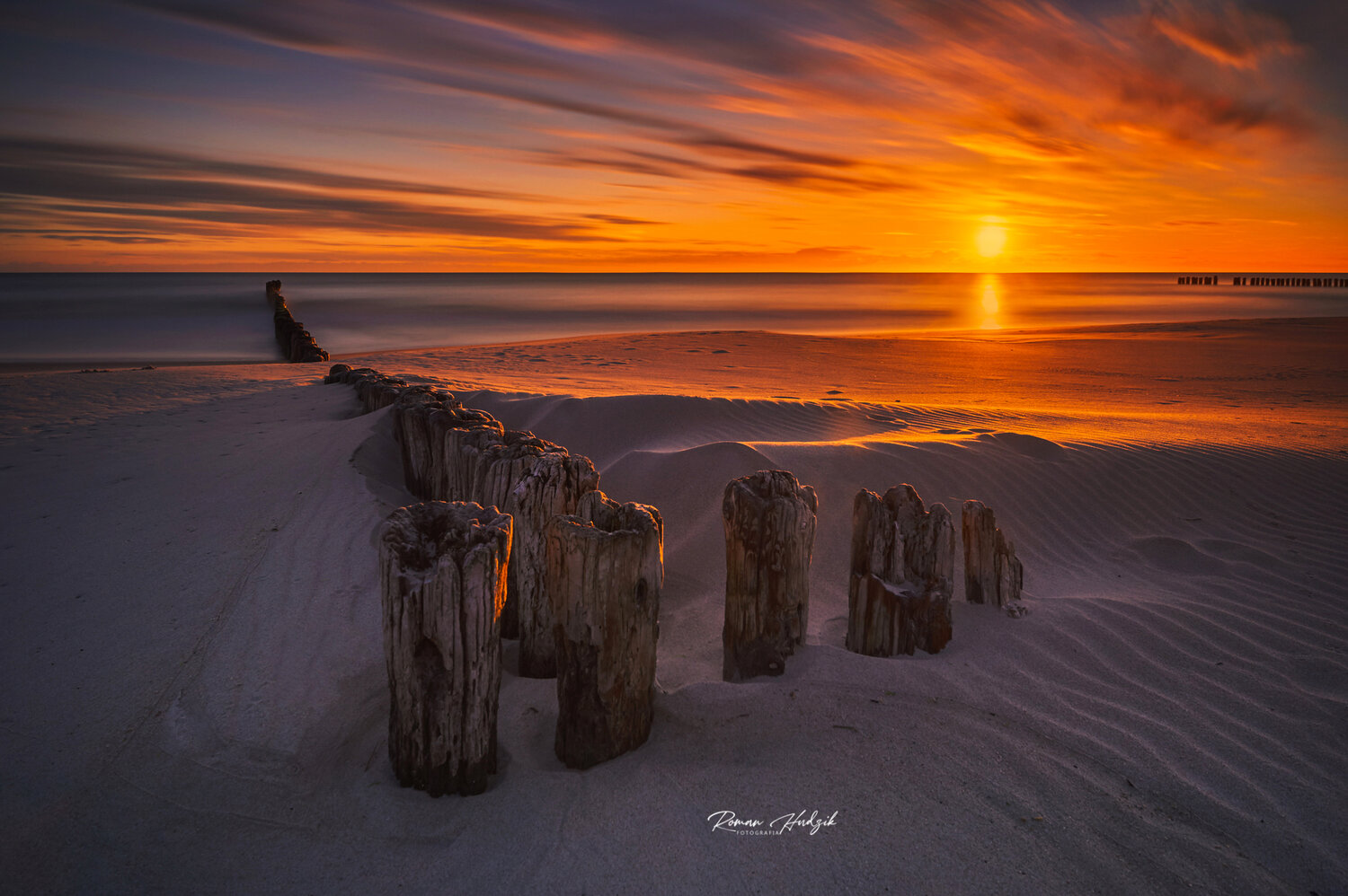 Palisade, Sunrise, Sea, Baltic Sea, Sand, Sun, Landscape, Nikon, Hudzik Roman