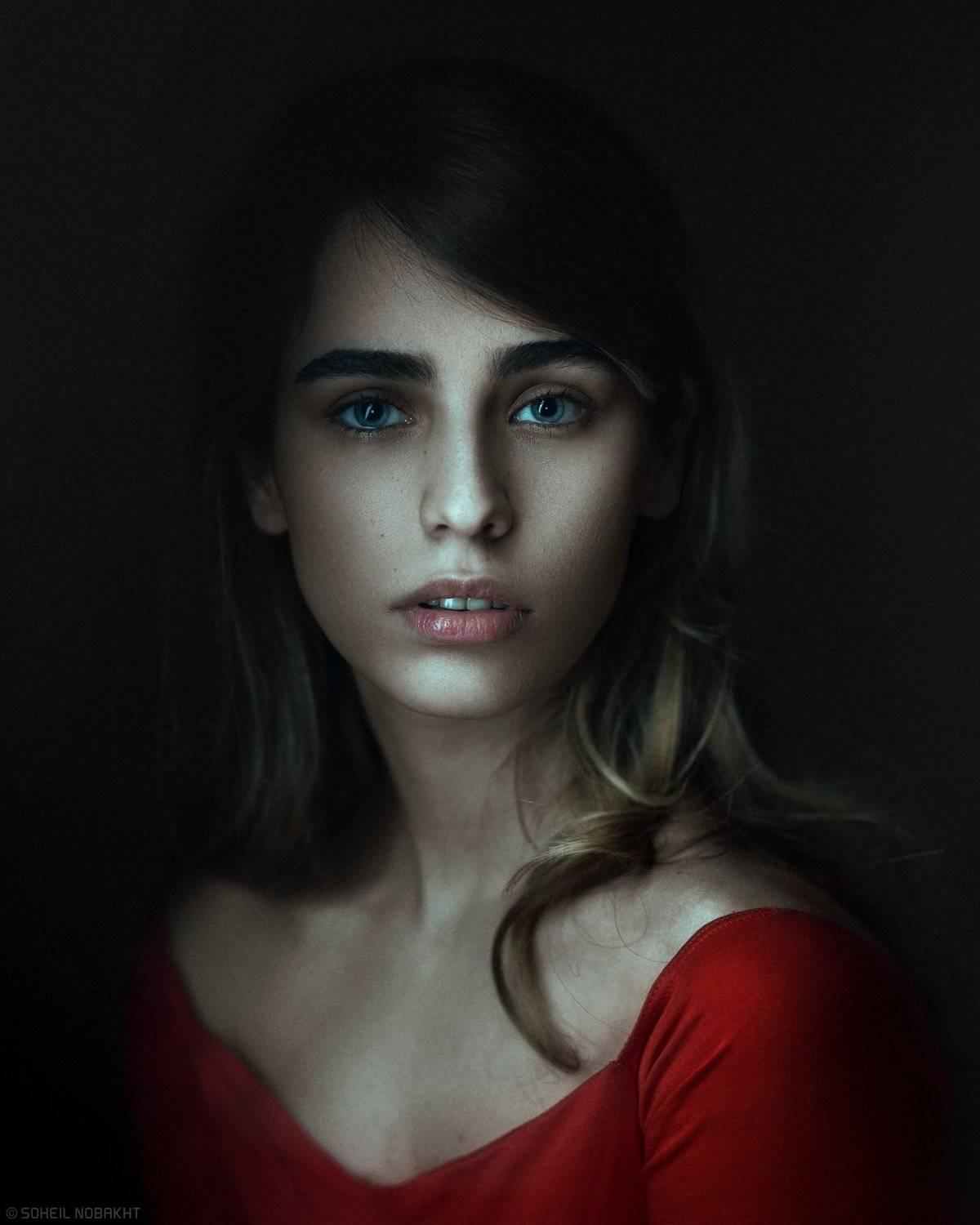 girl,portrait,dark,beauty,eye,deep,feel,light,retouch,harmony, Nobakht