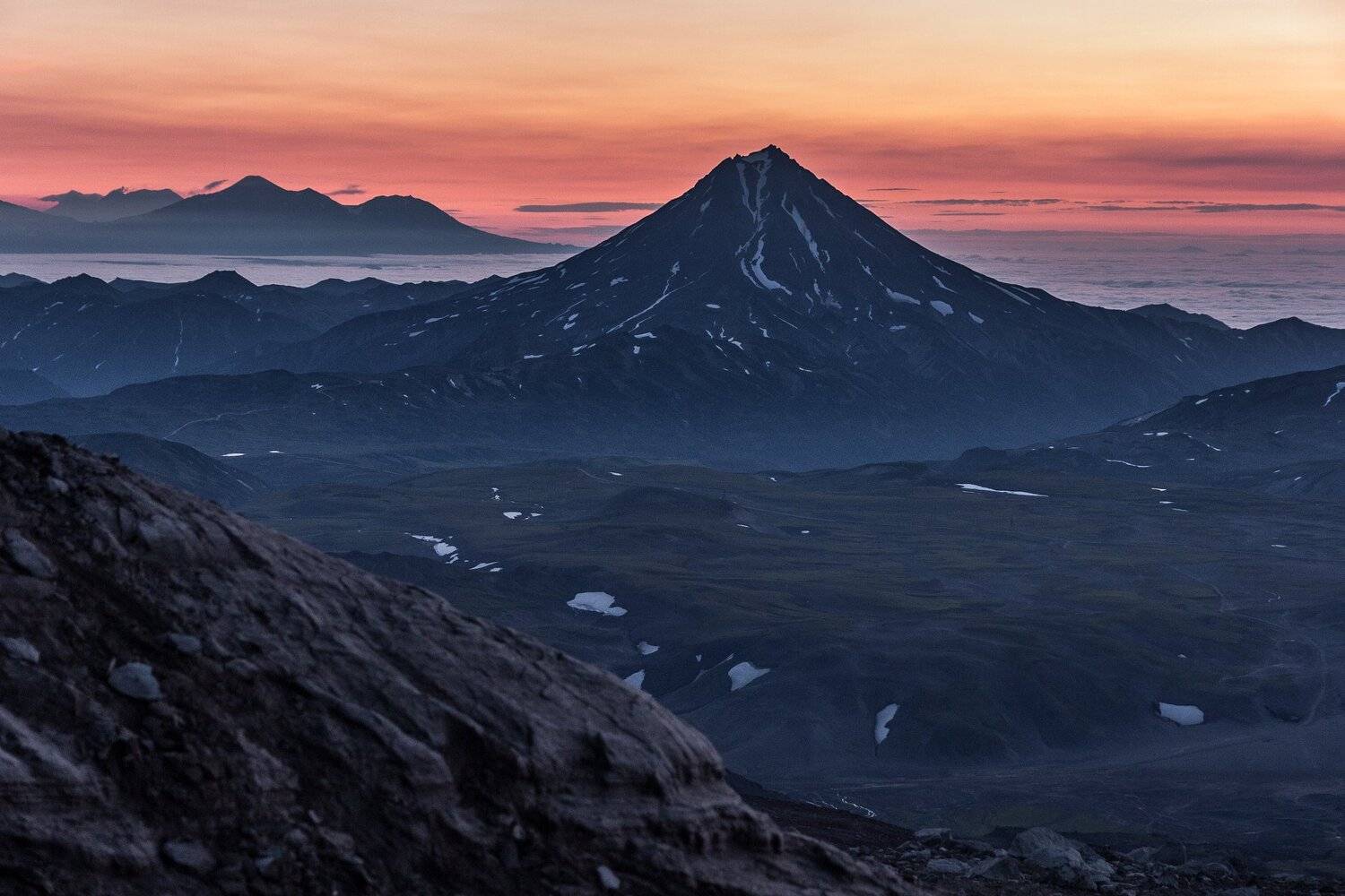 рассвет, камчатка, вулкан вилючинский, туман, океан. , Слащилина Нина