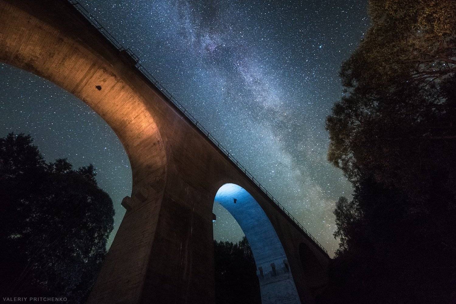 Россия, Млечный путь, мост, природа, ночной пейзаж, Валерий Притченко