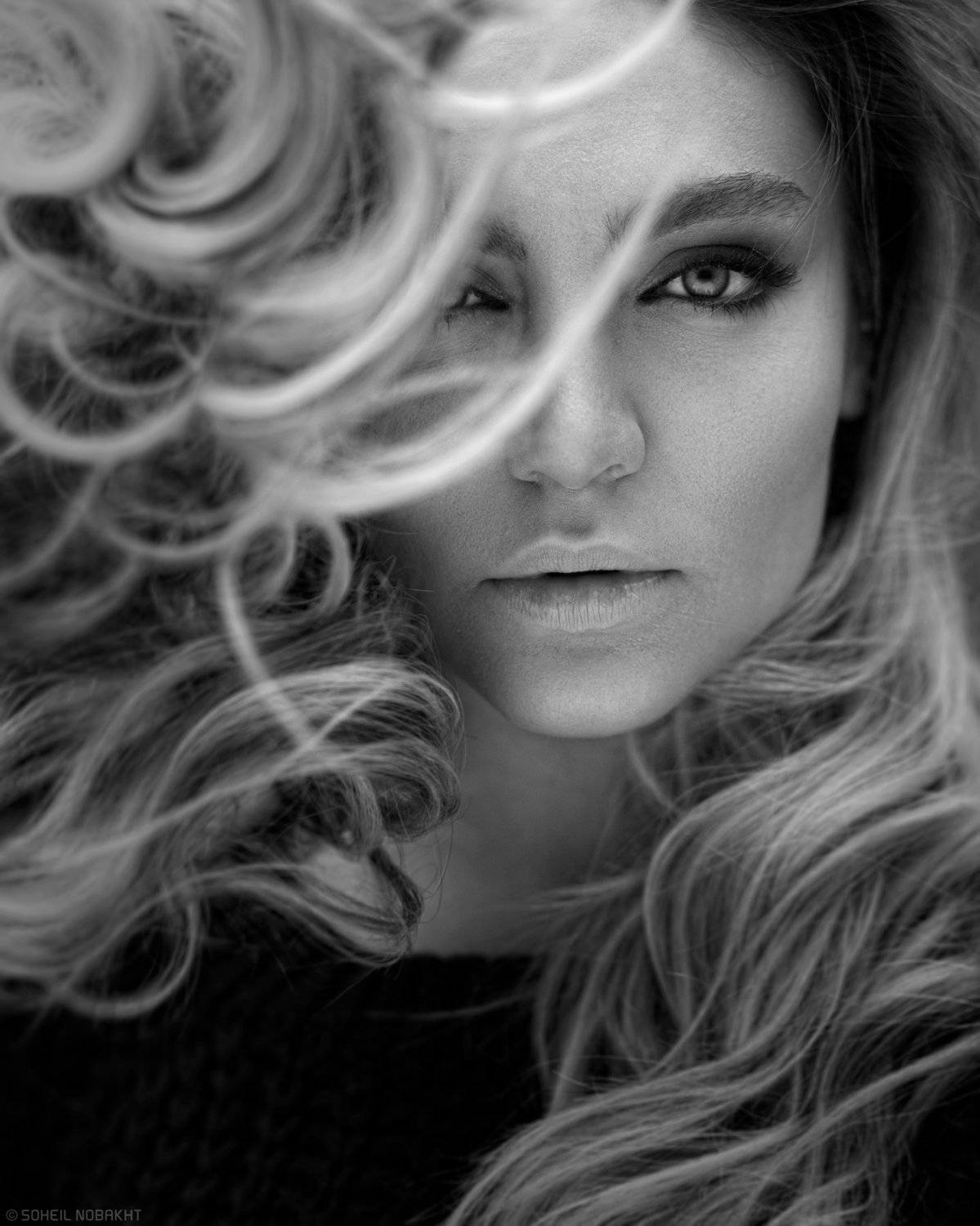portrait,girl,blackandwhite,bnw,naturallight,retouch,light,look,freez,deep,dark,hair,eyes, Nobakht