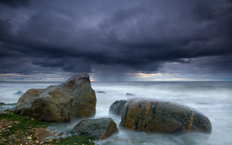 пейзаж море камни шторм вода закат *** фото превью