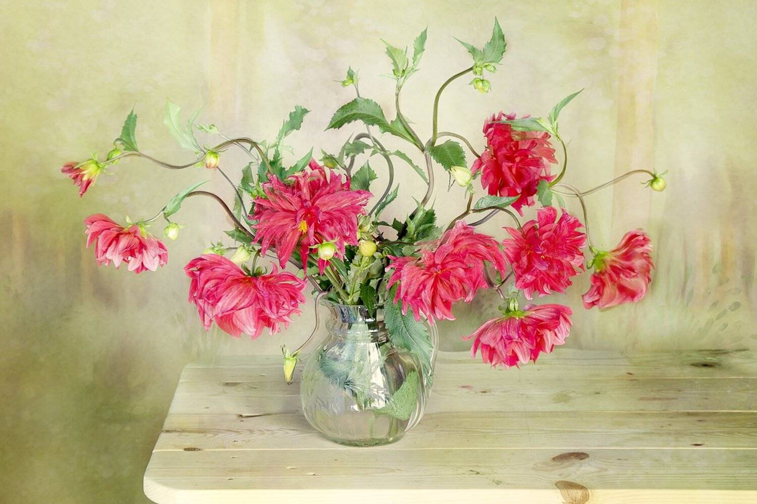 Август, Букет, Георгины, Натюрморт с цветами, Вера Павлухина