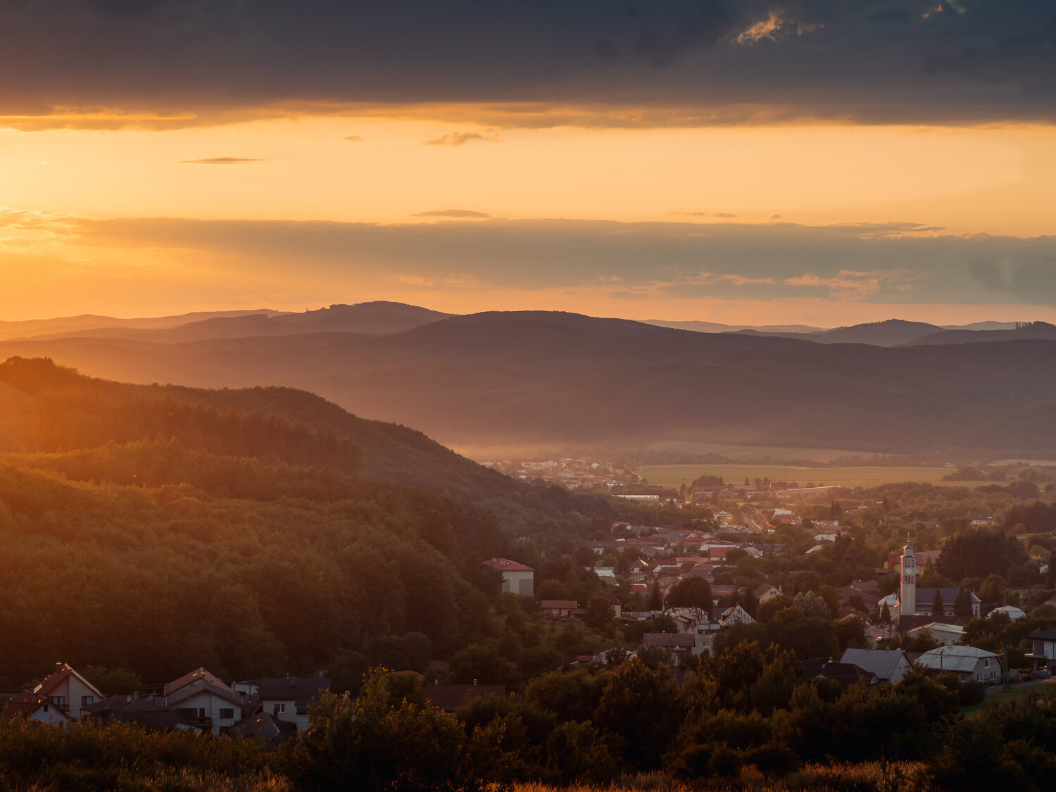 summer, sunset, slovakia, slovensko, vihorlat, mountains, view, village, Slavom&iacute;r Gajdo&scaron;