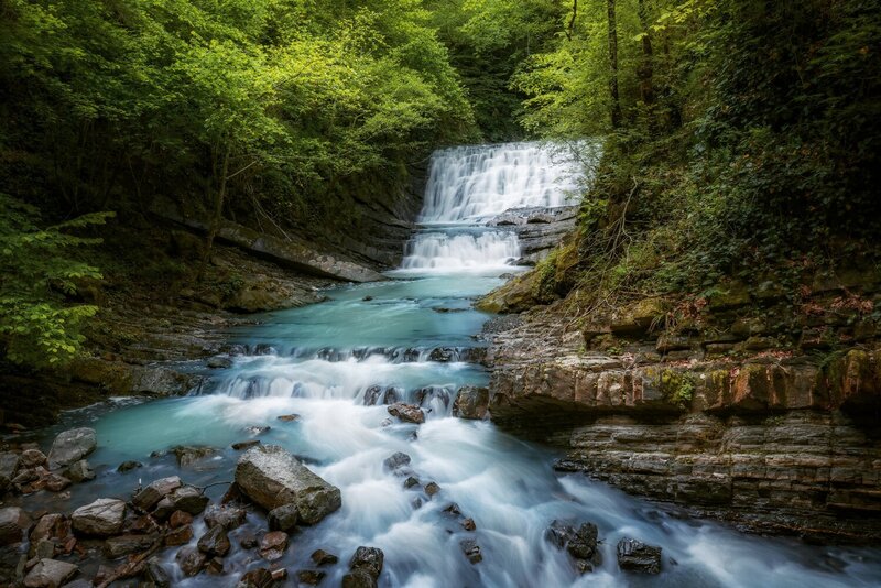 водопад, лето, пейзаж, сочи Поток фото превью