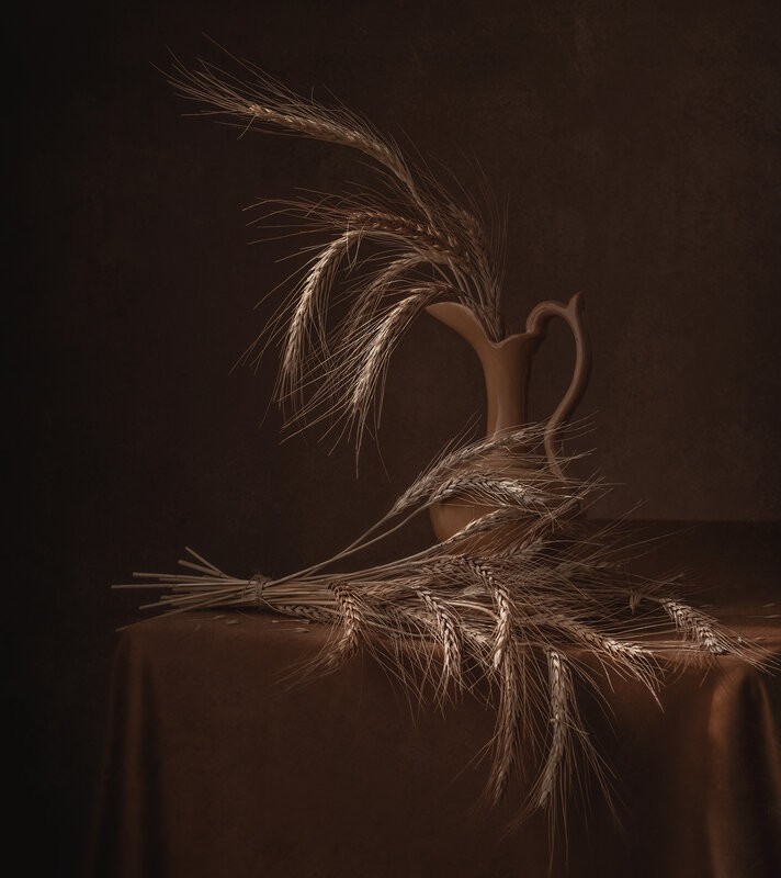 Still life, wheat, light, texture, table Illuminated wheat фото превью