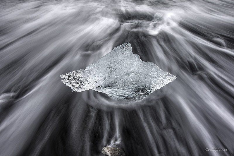 Iceland, Jökulsárlón, ice, long exposure, beach, black Ice on the black beach фото превью