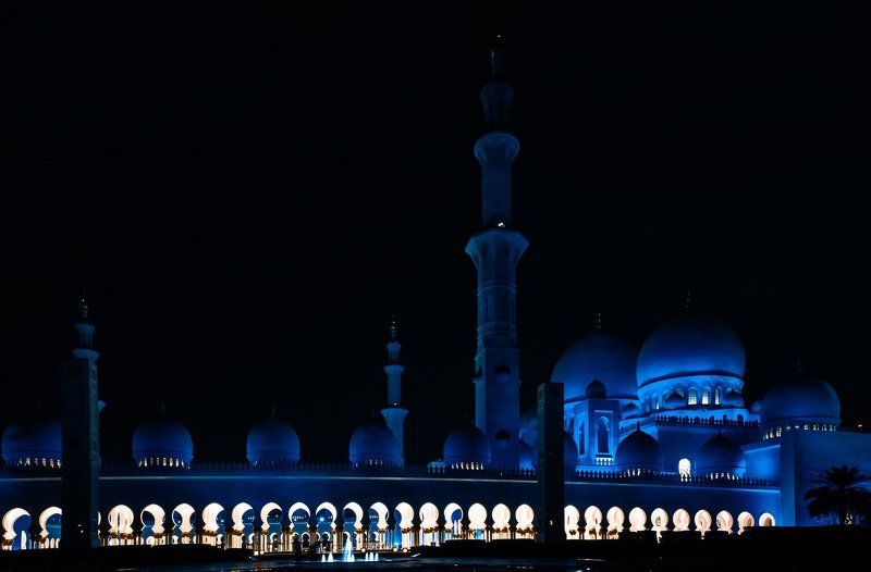 abudhabi, architecture, color, dubai, landscape, light, night, nikon, photo Ночная мечеть шейха Зайда в Абу Даби фото превью