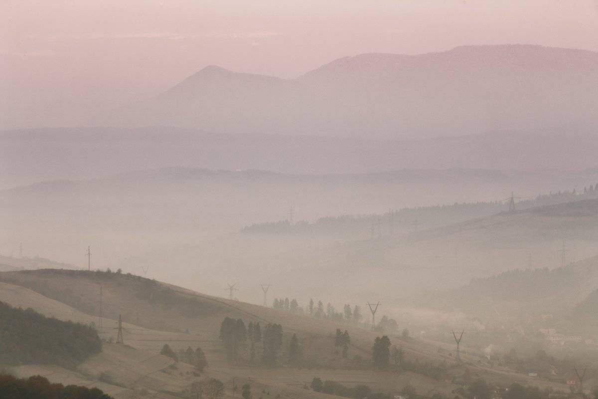 Утро, Горы, Карпаты, Ноябрь, Осень, Украина, Вейзе Максим