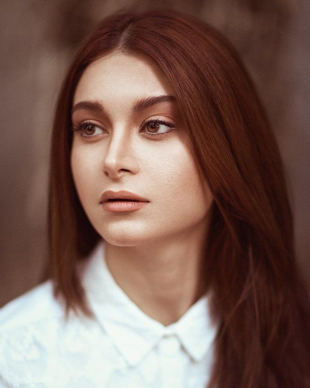portrait, model, girl, face, eyes, red, beauty, retouching Noora фото превью