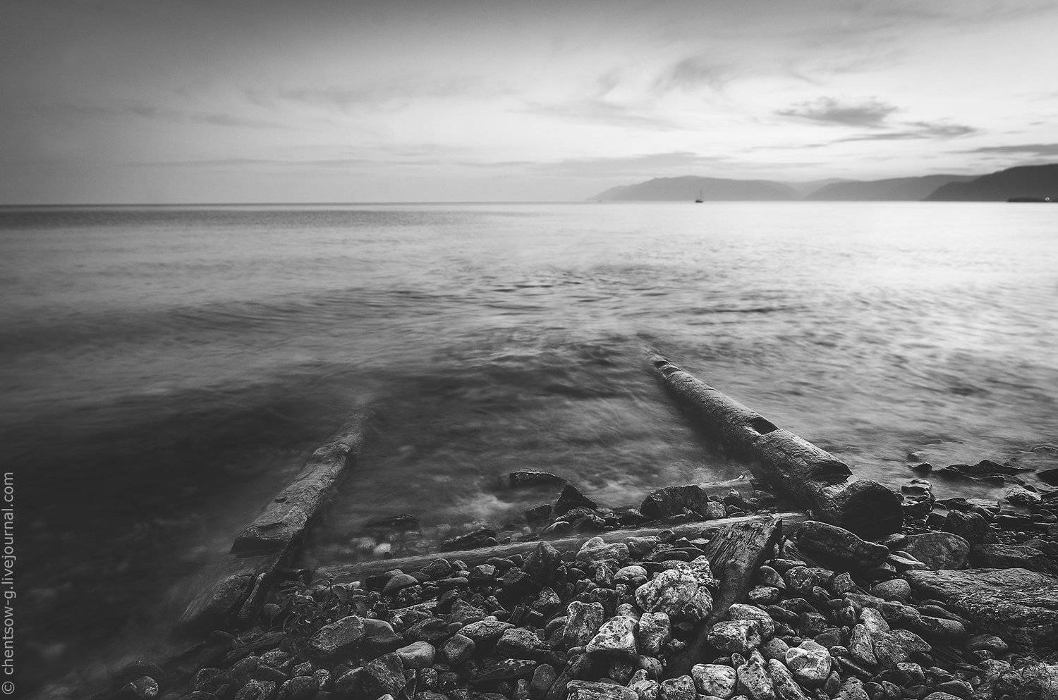 озеро, Байкал, вечер, закат, берег, горы, shore, Baikal, lake, water, waves, evening, Siberia, Russia, Ченцов Георгий