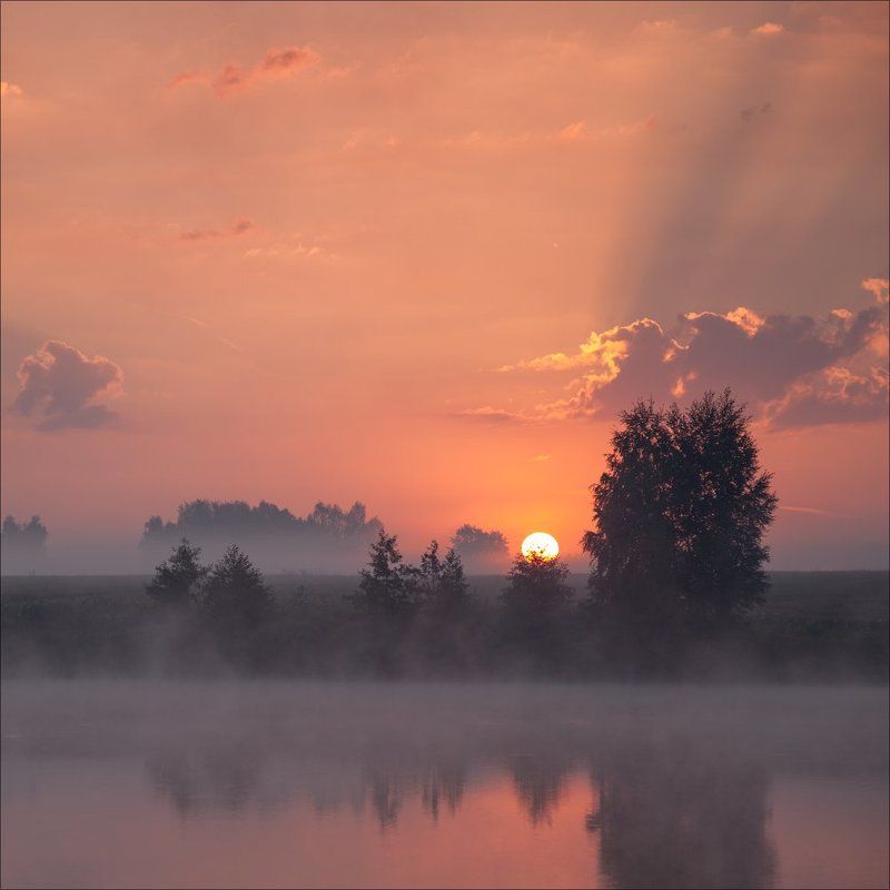 Landscape, Вода, Восход, Заря, Лето, Пейзаж, Природа, Рассвет, Россия, Солнце, Тишина На заре... фото превью