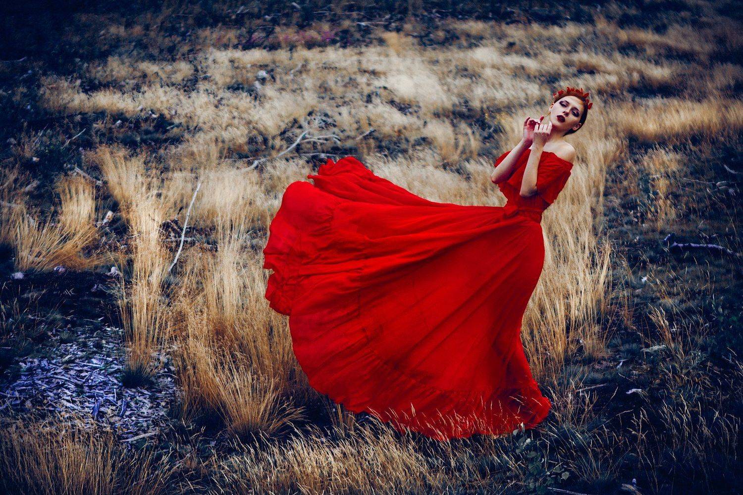Dress, Fashion, Portrait, Red, Woman, Руслан Болгов (Axe)