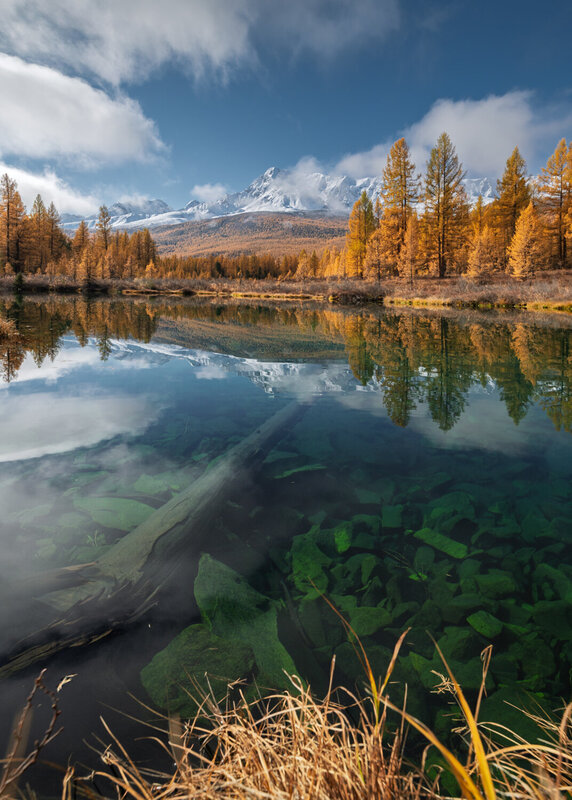алтай, республика алтай, кош-агачский район, золотая осень, осенний алтай, горное озеро, озера алтая Под тонким льдом фото превью