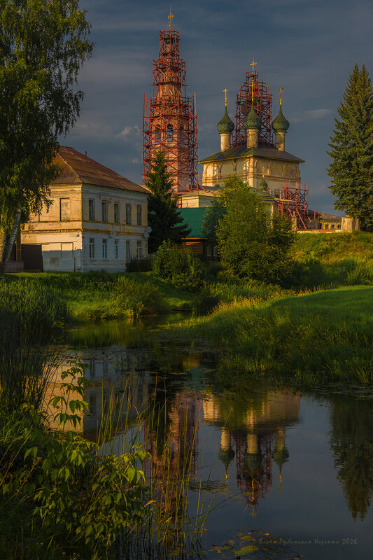 нерехта, город, церковь, река Летний вечер. Нерехта фото превью