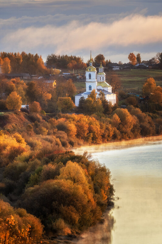 вятка, пейзаж, утро, рассвет, река, осень, золотая осень, юрьево, туман Одно красивое утро на Вятке фото превью