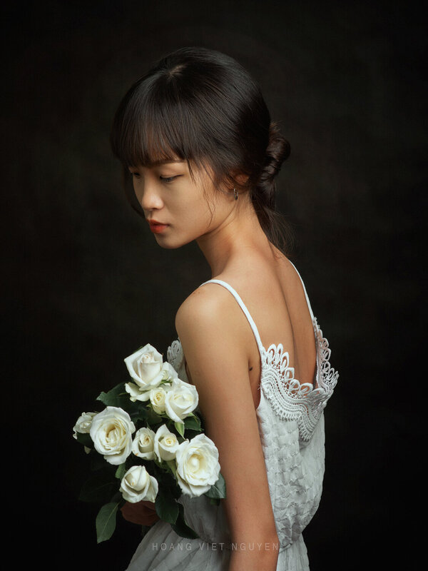 portrait, female potrait, flowers, studio, mood, vietnamese * * * фото превью