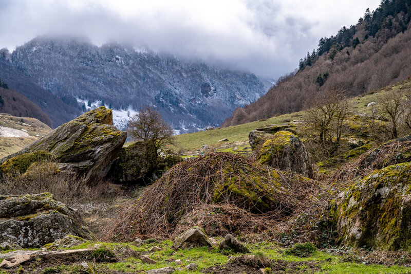 долина, франция, испания, пиренеи, апрель, весна, валуны, пейзаж, nikon z7ii, горы, лес, снег, туман Тишина вековых валунов фото превью