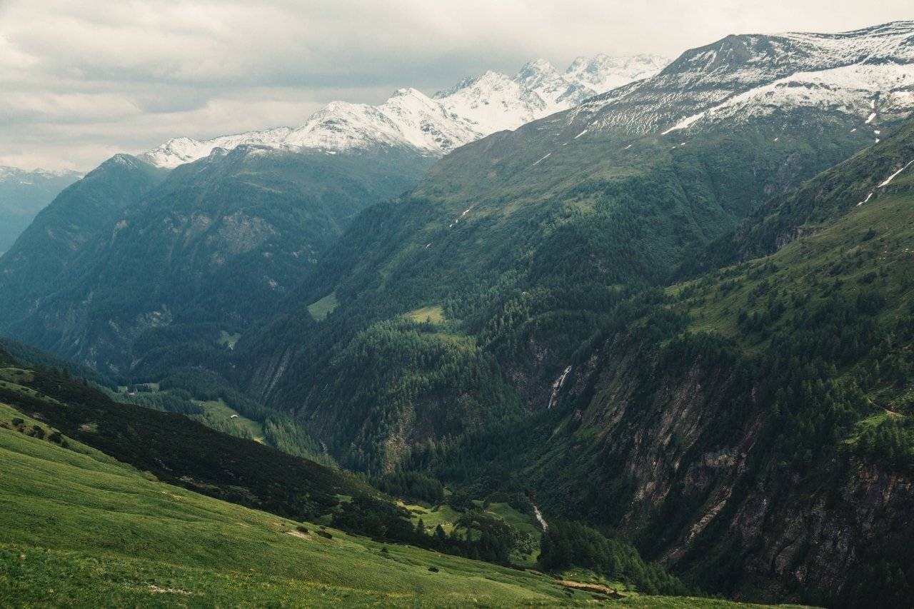 Альпы, Водопад, Горы, Лес, Облака, Александр Удовиченко