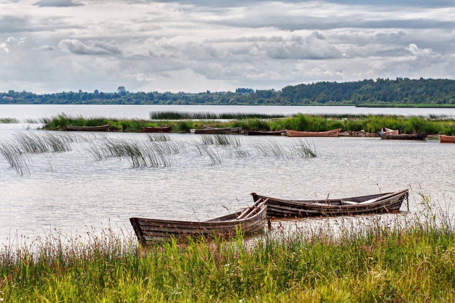lake, boat, sky, clouds, summer, озеро, лодка, облака, лето, пейзаж, тучи, Сергей Владимиров