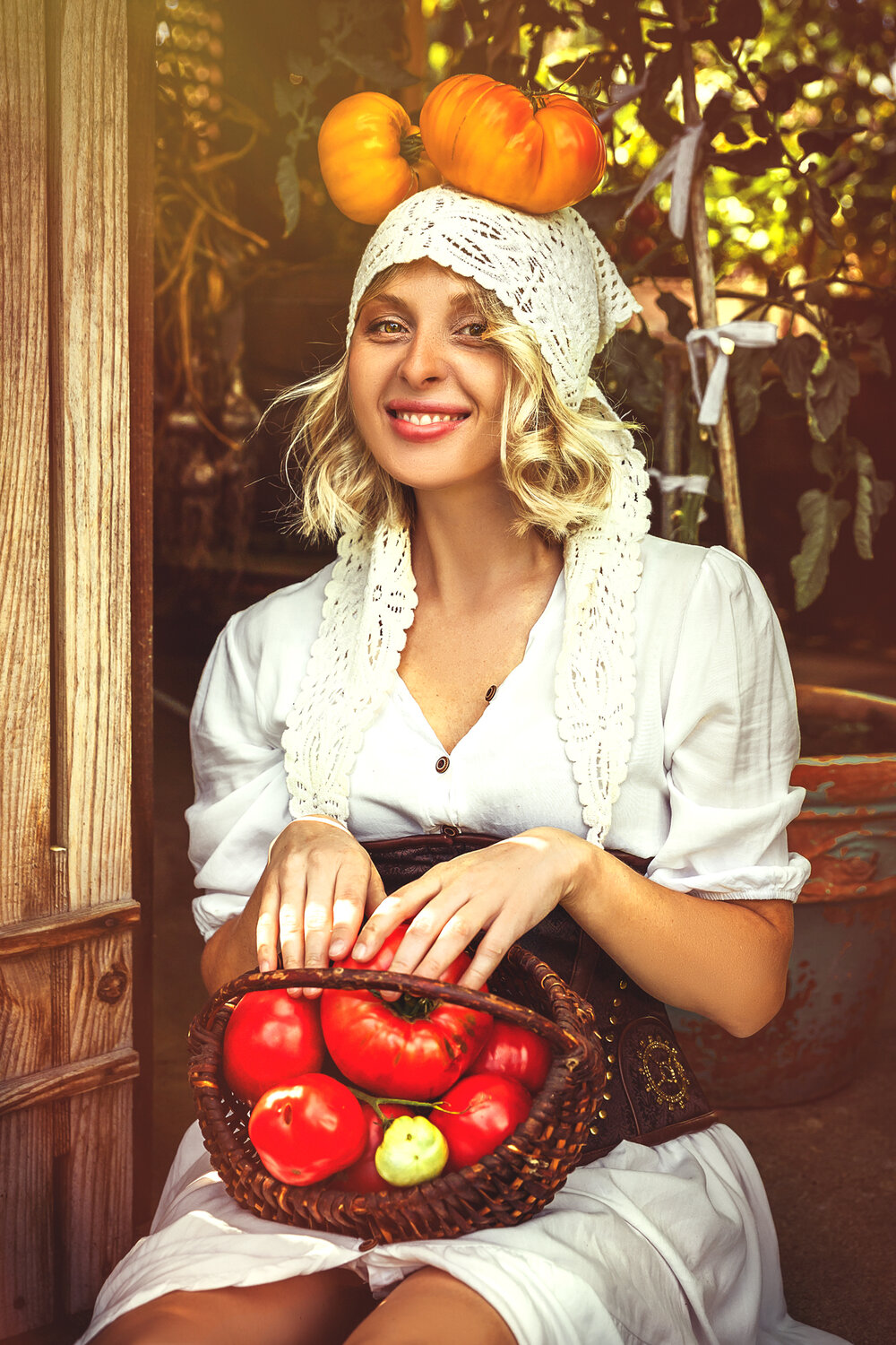 A little sunshine, a little soil, and a whole lot of tomato magic. Автор: Болгов Руслан woman, portrait, art, Болгов Руслан