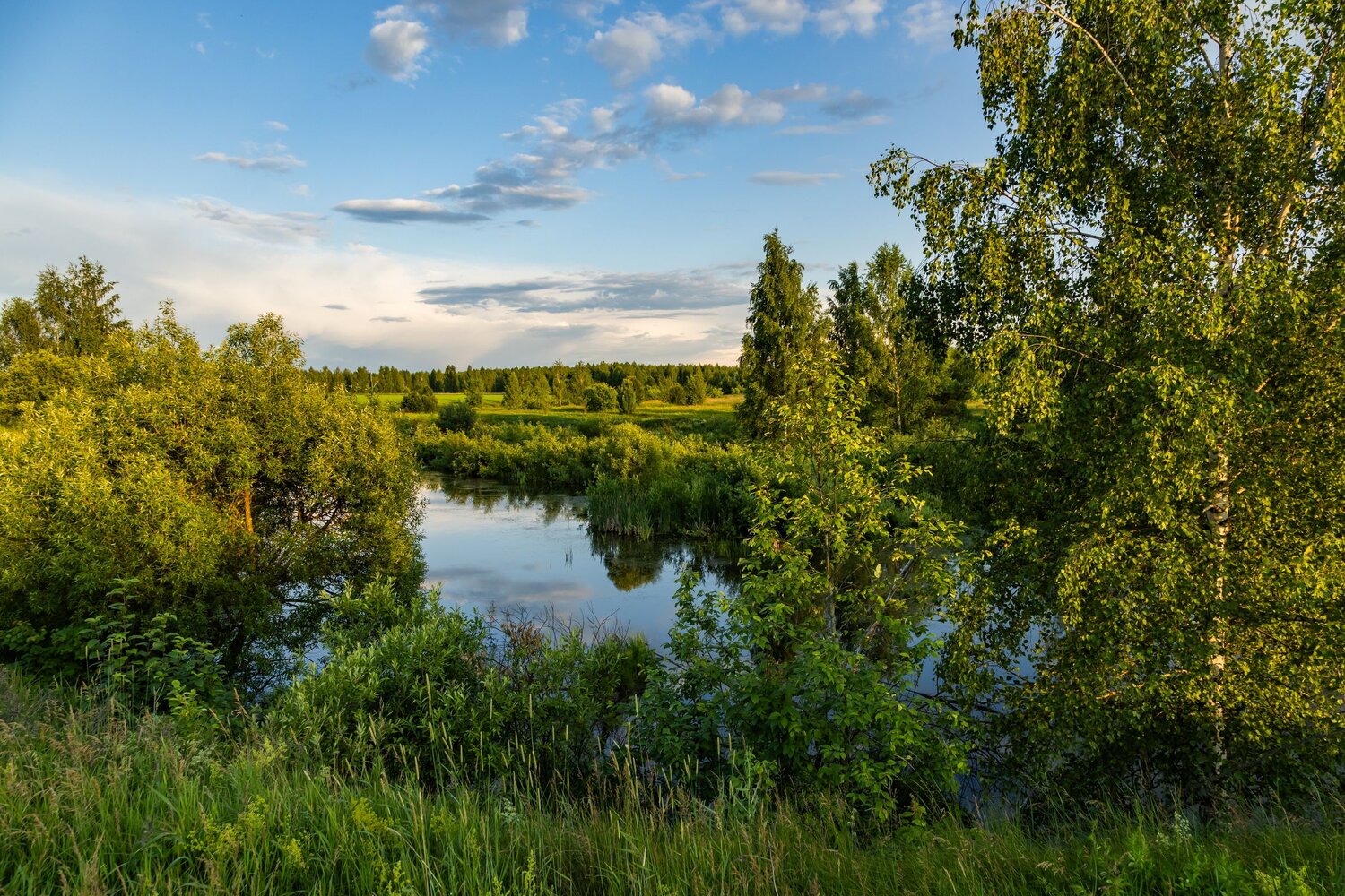 вечер, река, пейзаж, Юрий Морозов