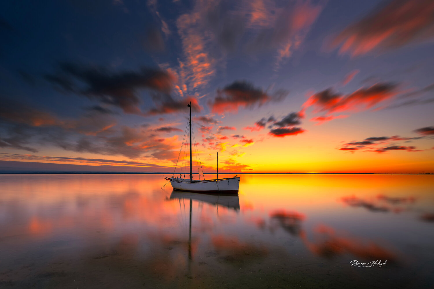 Boat, Clouds, Sunset, Baltic Sea, Mirror, Landscape, Sun, Nikon, Nikon Z 7_2, Hudzik Roman