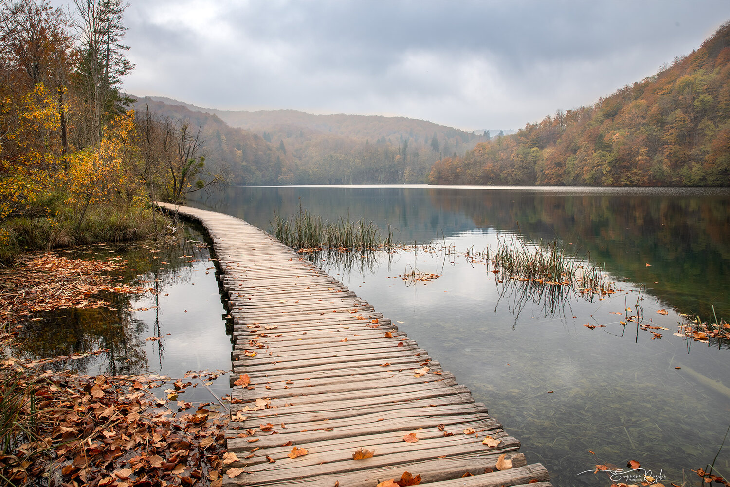 plitvice, lakes, clouds, water, foliage, autumm, landscape, trees, leaves, Eugenia Righi