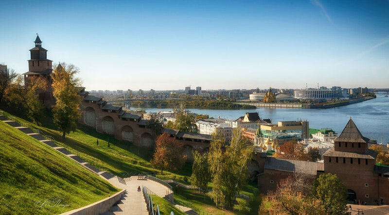здания, река, храм, лестница Солнечный Нижний фото превью