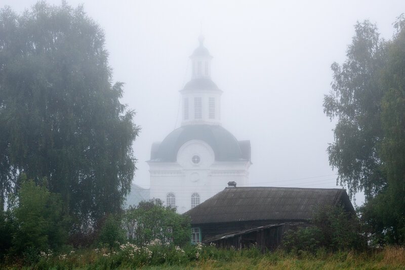 Туманное утро фото превью