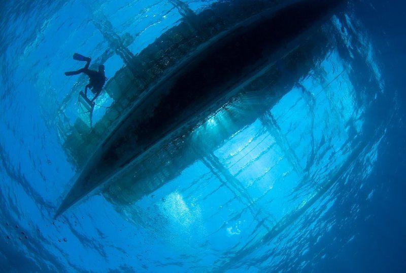 лодка, силуэт, underwater Путь наверх фото превью