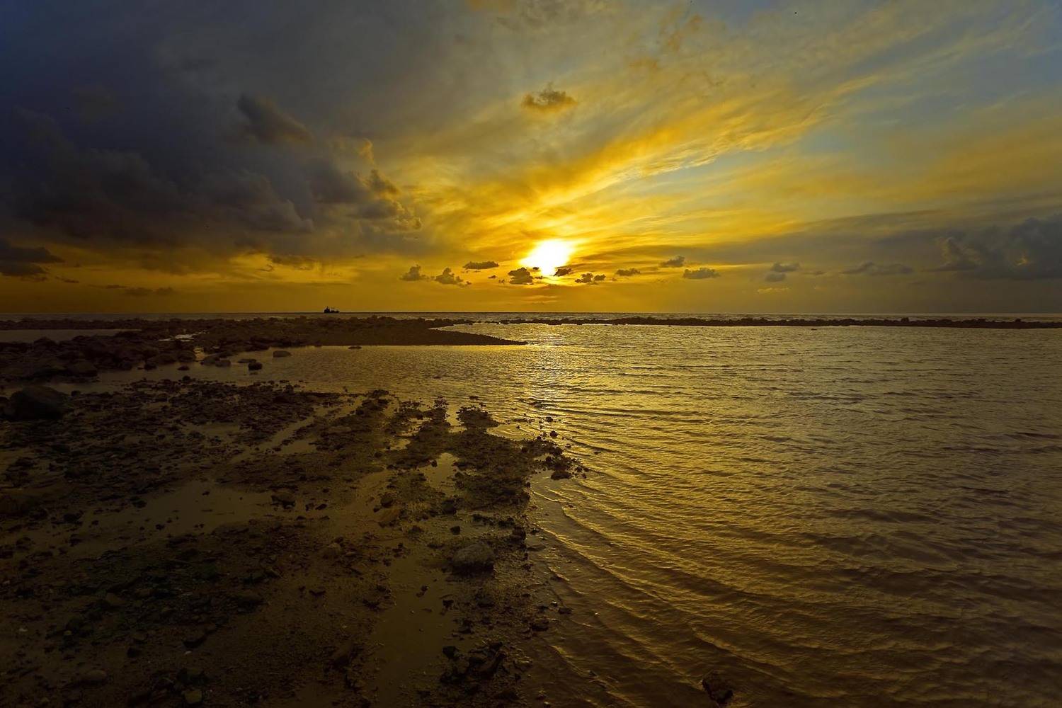 море, закат, солнце, вода, NIK