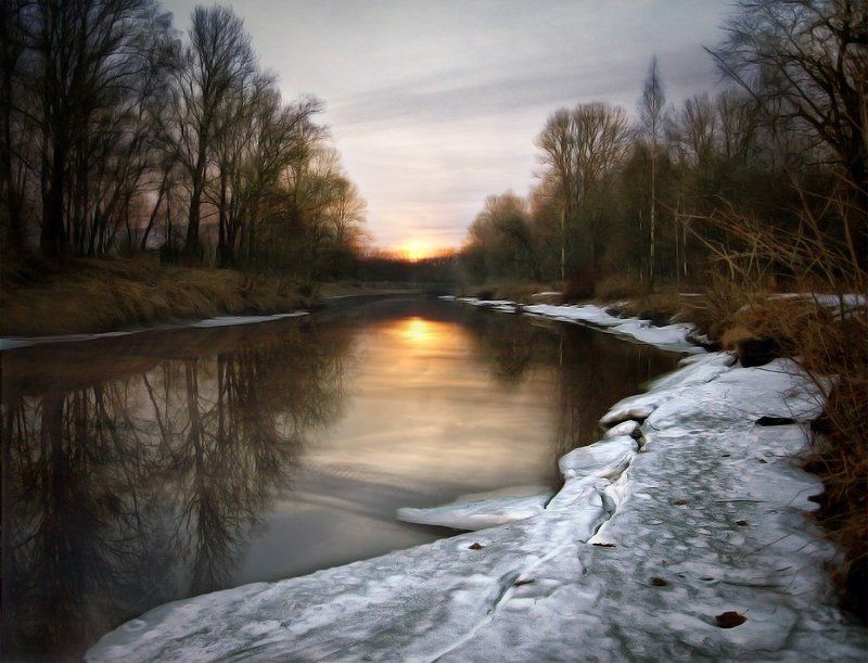 закат, река, весна Весенний закат фото превью