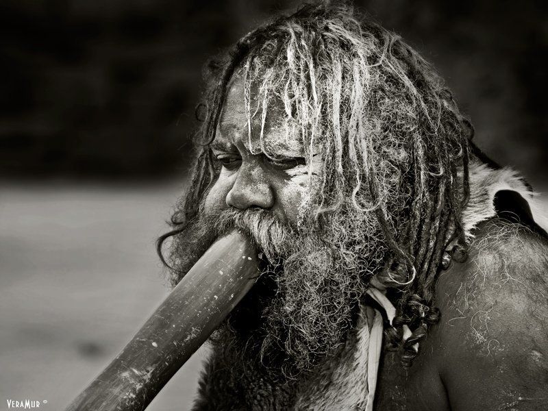 австралия, абориген, портрет, мужчина, дудка Титульная нация фото превью