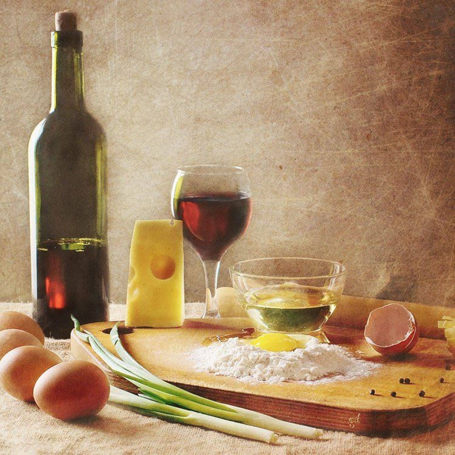 яйцо, мука, сыр, масло, вино, макароны, Belyakova